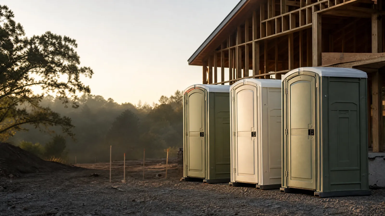 Restroom trailers for elevated comfort portable sanitation setup